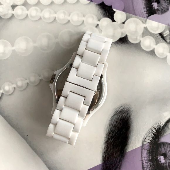 Fossil White Enamel CZ Watch Stainless Steel - Picture 3 of 7